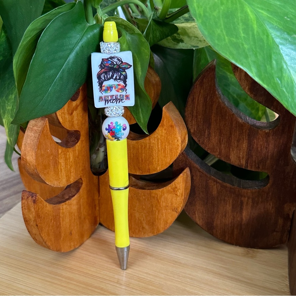 Autism Awareness Pen 🧩 Handmade Silicone Beads + Extra Ink Refill